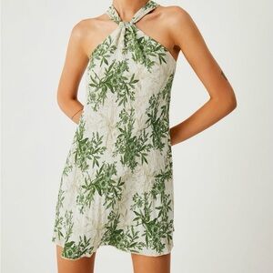 Green Floral Halter Dress